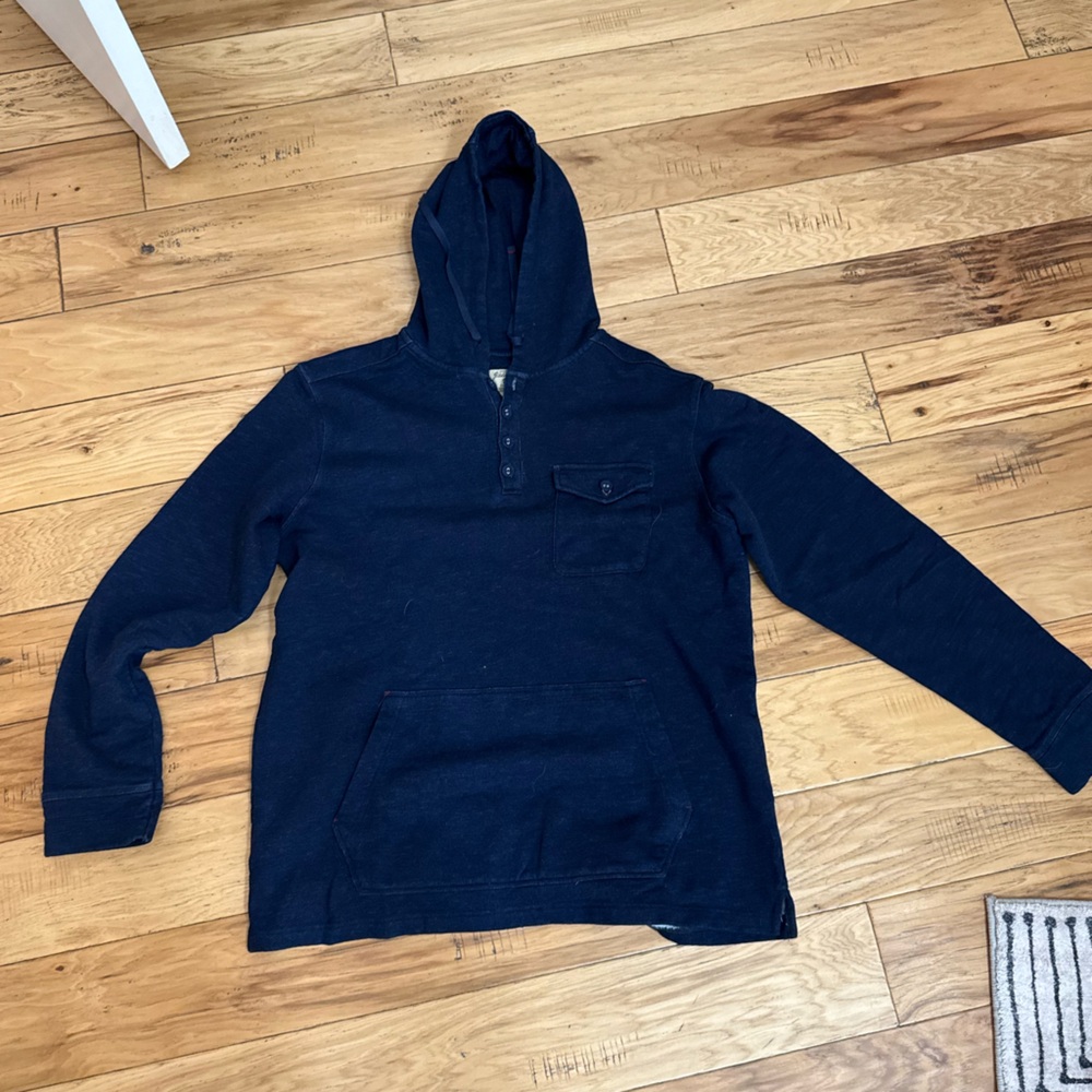 Men's Navy Hooded Cardigan Sweater